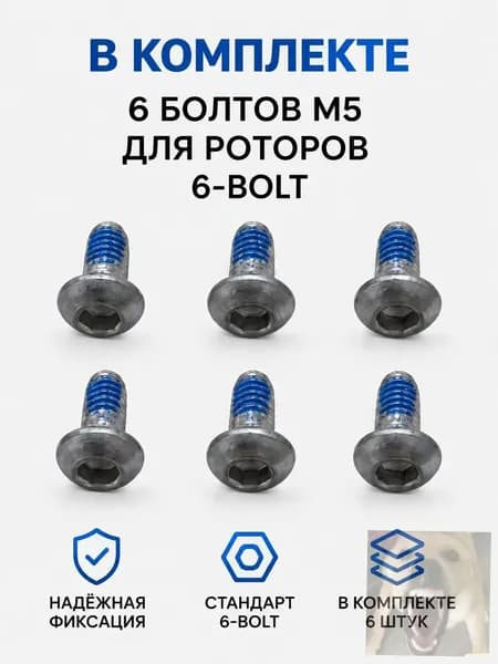 Болты M5 для крепления тормозного диска велосипеда 6-Bolt комплект 6 шт.