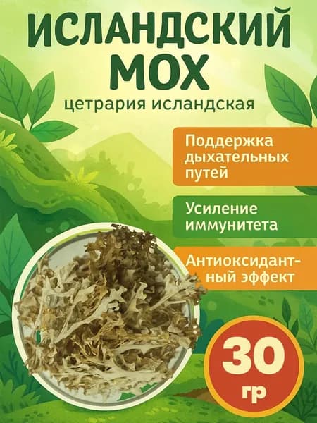 Исландский мох (цетрария исландская), травяной чай от кашля, лечебный сбор, 30 г