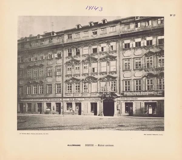 Германия. Город Дрезден. Старый дом. Антикварная фототипия. Берлин, 1896 г.