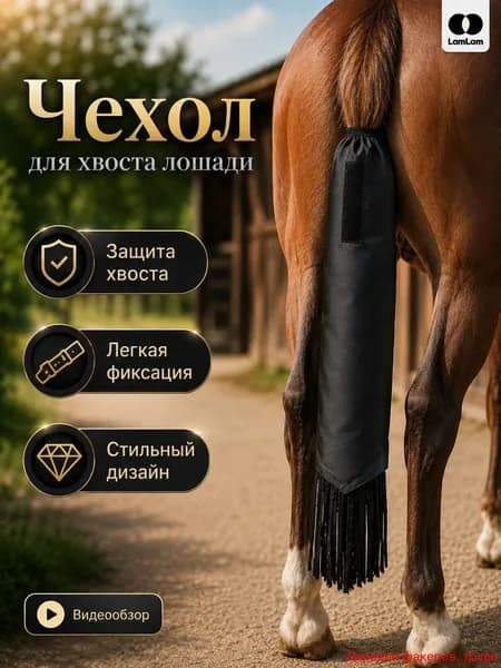 Защитный чехол для хвоста лошади,чёрный, мешок для защиты и фиксации хвоста
