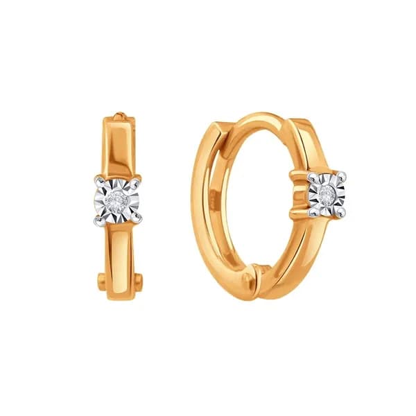 Золотые серьги DIAMANT-ONLINE с бриллиантом 585 пробы