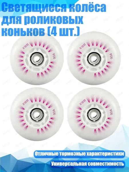 Светящиеся колёса для роликовых коньков (4 шт.), Фиолетовый оптический сердечник - 80mm