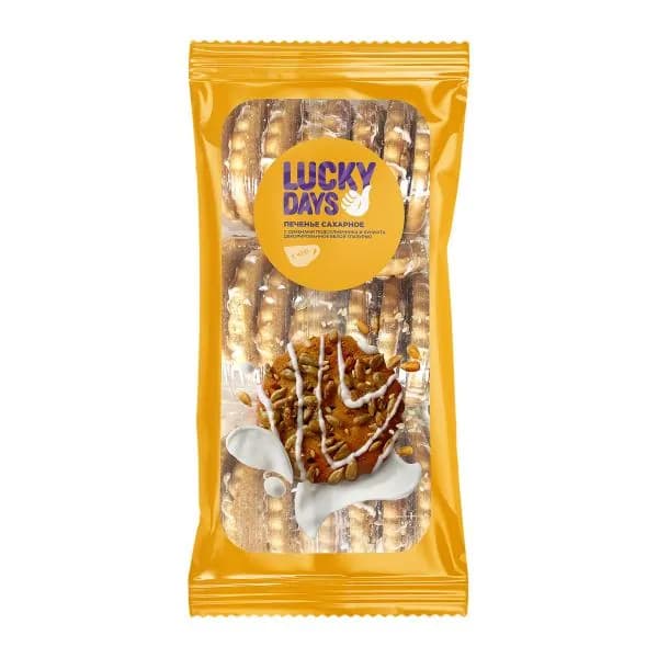 Печенье сахарное с семенами подсолнечника-кунжута и глазурью Lucky Days 445г