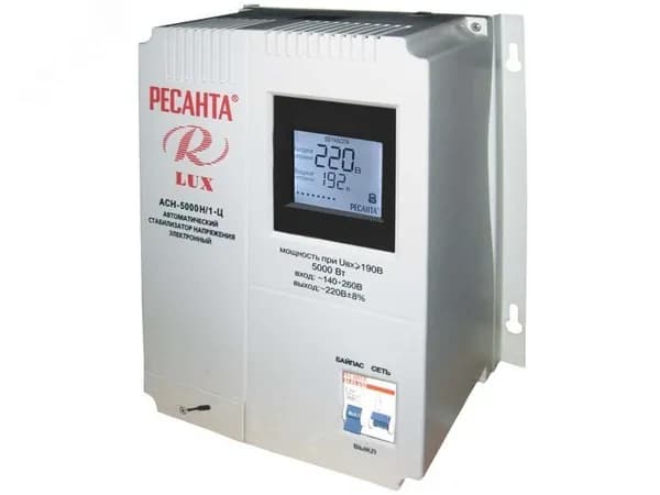 Стабилизатор однофазный цифровой, навесной АСН-5000 Н/1-Ц Lux Ресанта