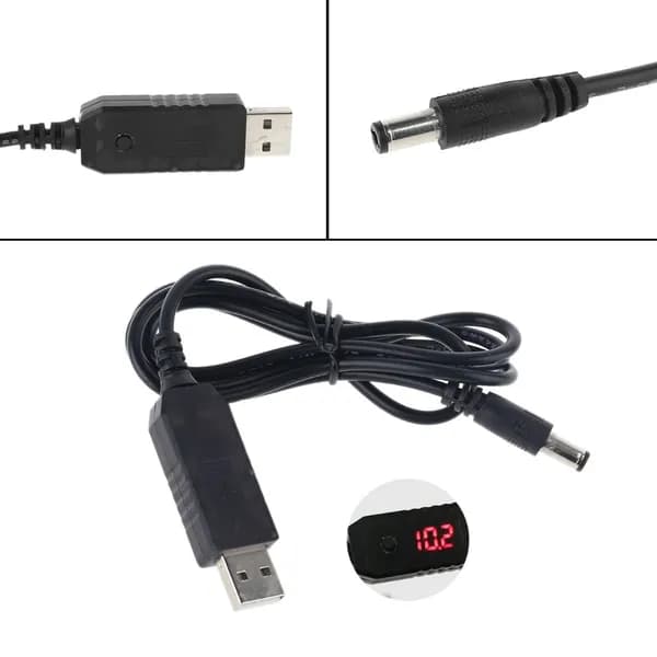 Кабель питания QC3.0 USB с регулируемым напряжением 5.5x2.5 мм