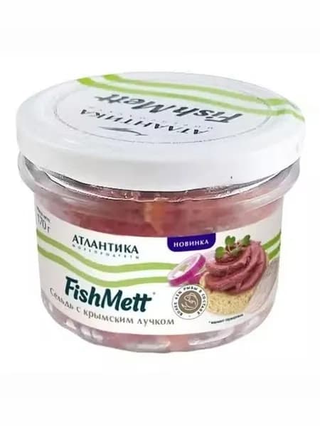 Сельдь слабосоленая Атлантика FishMett рубленая в масле с крымским лучком 170 г