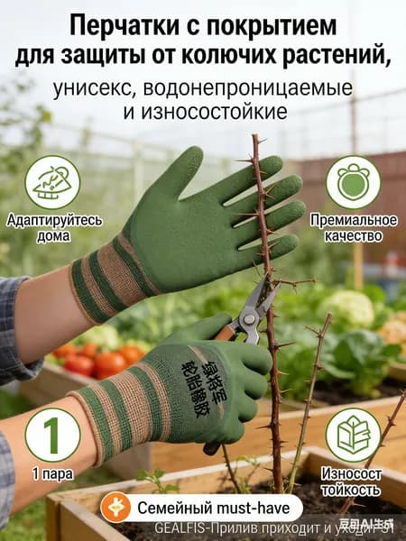 Перчатки с покрытием для защиты от колючих растений, унисекс, водонепроницаемые и износостойкие