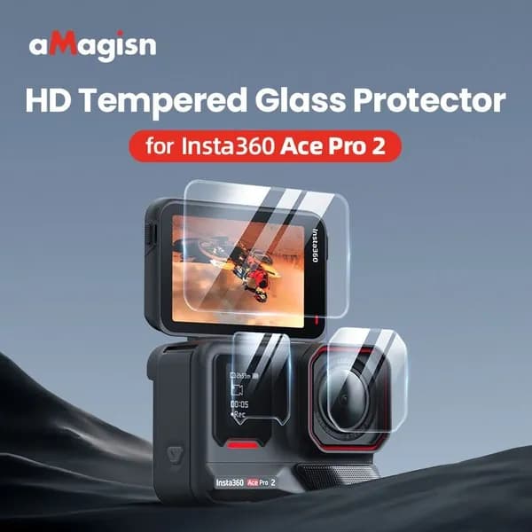 Защитная пленка для объектива aMagisn для Insta360 Ace Pro 2, закаленное стекло, твердость 9H, защита от царапин и пузырьков