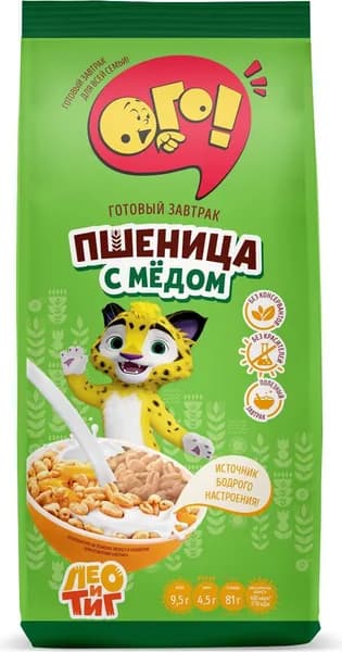 Готовый завтрак Завтрак ОГО! воздушная пшеница со вкусом меда, 150 г