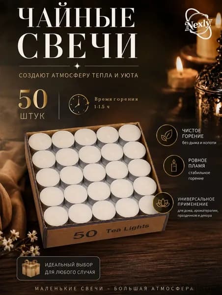 Nexly Свечи поминальные цифра 3 "Geruchlos" 1 см х 3.5 см 50 шт