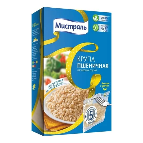 Крупа пшеничная Мистраль в варочных пакетиках 80 г х 5 шт
