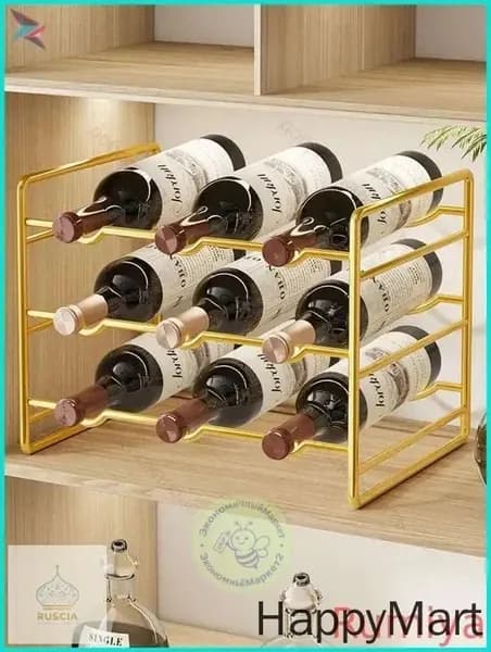 3-х Уровневая Винная Полка, Золотой Квадратный Железный Художественный Шкаф, Для Хранения Красного И Белого Винаqz