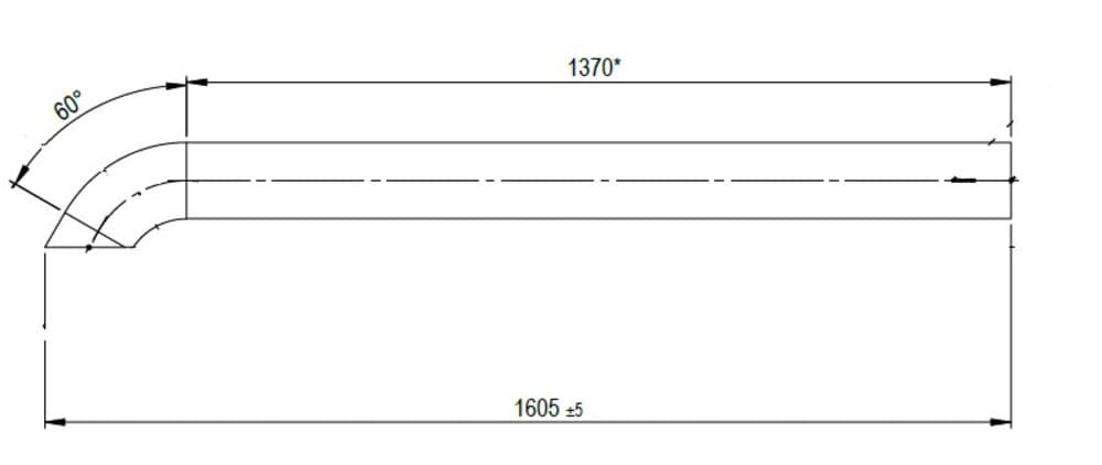 Труба глушителя верхняя D-127 L-1603 mm Freightliner, Volvo, International (Dinex)