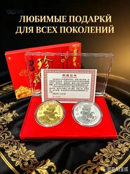Коллекционный комплект золотой и серебряной монеты символ Лошади на удачу