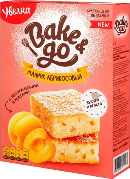 Смесь для выпечки Увелка Bake&Go Манник абрикос 400г