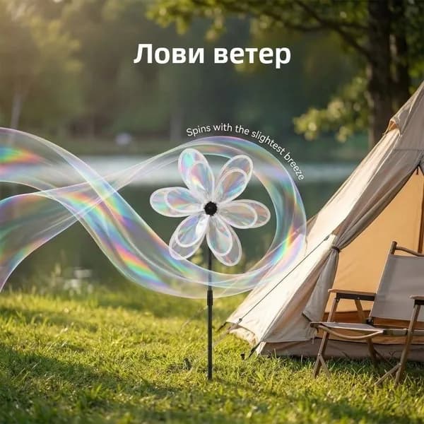 Красочная двухслойная радужная ветряная мельница