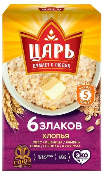 Хлопья ЦАРЬ 6 злаков, 400 г