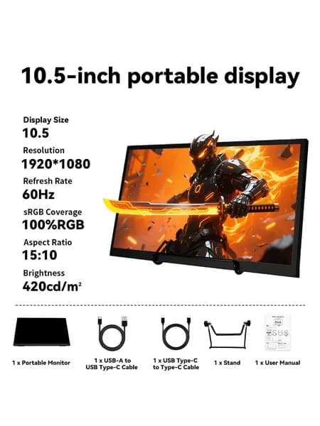 SOYO 10.5" Монитор, IPS, 1920x1080 Full HD, 60 Гц, черный