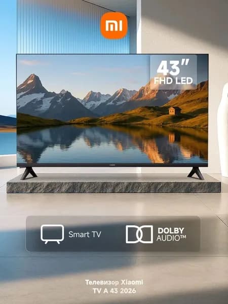 Xiaomi Телевизор Mi LED TV A 43 FHD 2026 (L43MВ-AFRU), Wi-Fi 2,4 ГГц/5 ГГц, Bluetooth, голосовое управление, Dolby Audio, 1920x1080 43″ Full HD, черный, черно-серый