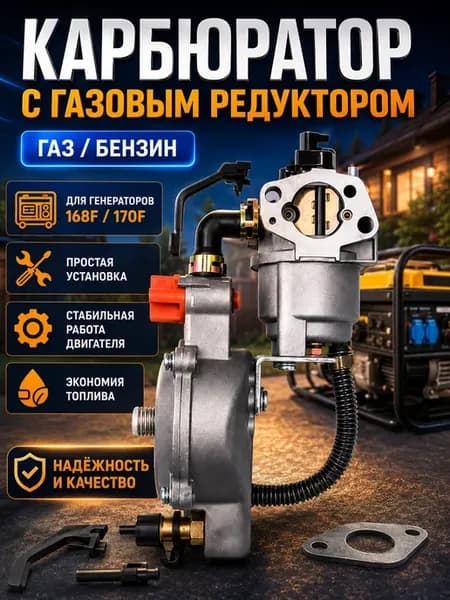 Карбюратор с газовым редуктором 168f 170f (GX160-GX200)