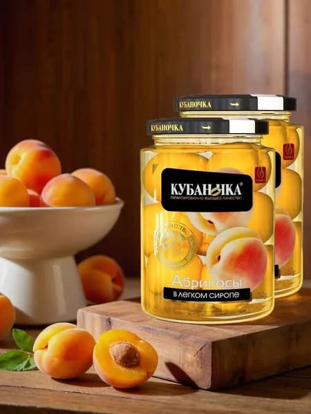 Кубаночка Абрикосы в легком сиропе 750 г.(Набор из 2шт)