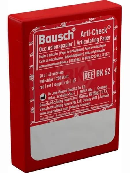 Бумага артикуляционная ВК 62, 40 мкм, красная, 200 шт., Bausch