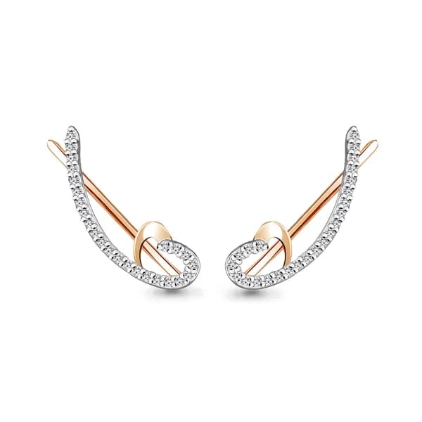 Золотые серьги DIAMANT-ONLINE с фианитом 585 пробы