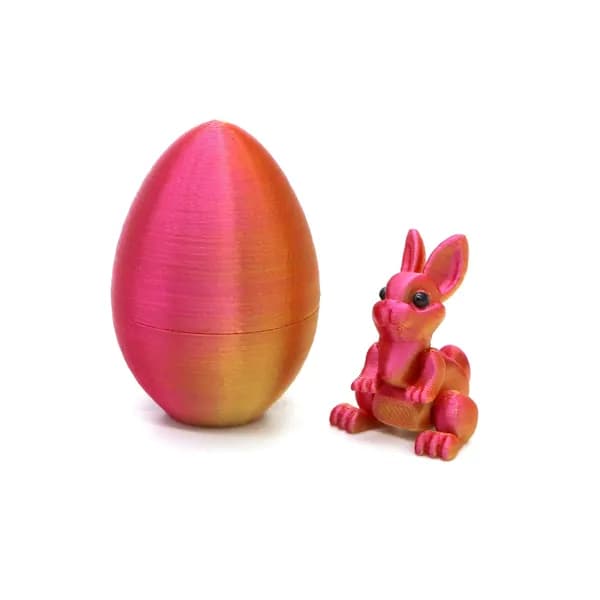 3D-печатная пасхальная фигурка кролика с яйцом, 4 см, красно-золотой градиент