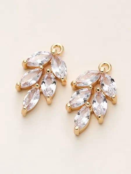 Кулон Подвеск для браслет ожерелье,с цирконом,латунь с позолотой 18K,2шт,10*17.5мм