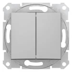 Sedna Переключатель двухклавишный в рамку алюминий схема 6+6 SDN0600160 Schneider Electric