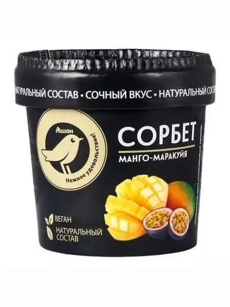 Сорбет АШАН Золотая птица Vegan манго-маракуйя 75 г