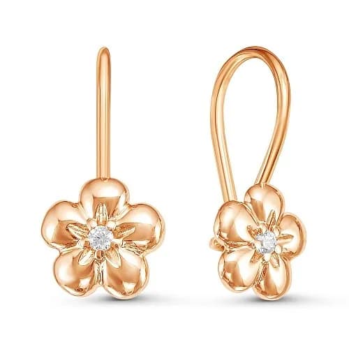 Серьги Красная Пресня из золота 585 пробы с фианитами
