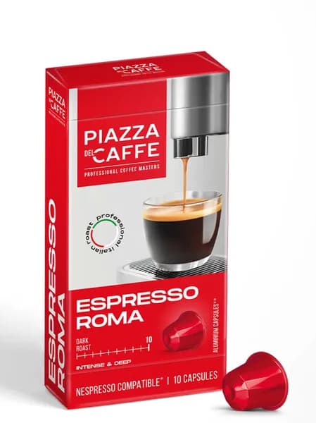Кофе в капсулах молотый PIAZZA del CAFE Espresso Roma(Эспрессо Рома), Темнообжаренный, для системы Nespresso, 10 шт