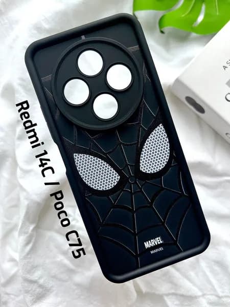 Чехол Xiaomi Redmi 14C / Poco C75 ( Редми 14Ц / Поко Ц75 ) человеком пауком силиконовый с защитой камеры
