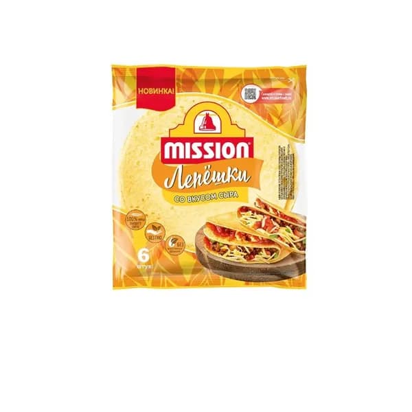 Mission Тортильи пшеничные, со вкусом сыра, 8 дюймов , 6 шт. в упаковке, 250 г