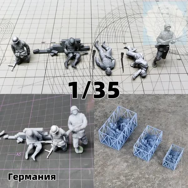 3Dпечать, фигурки солдат из смолы, немецкие модельнаборы, масштаб 1/35, неокрашенные, требуют самостоятельной сборки