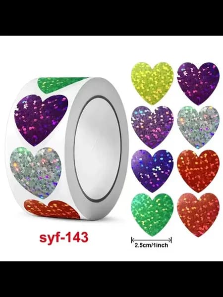 Голографическая лента с сердечками, Цвет 500 Love