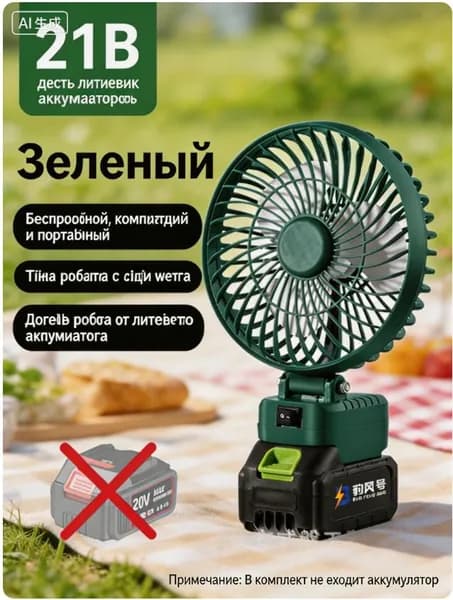 Мобильный съемный вентилятор на аккумуляторе для рыбалки, кемпинга и выездного отдыха