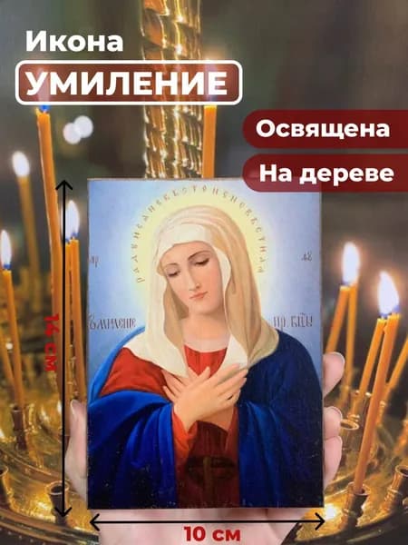 Икона на дереве "Богородица Умиление Радуйся Невесто Неневестная", 10*14 см