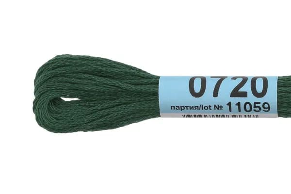 Мулине GAMMA нитки для вышивания 4 шт. по 8 м., 0720 темно-зеленый