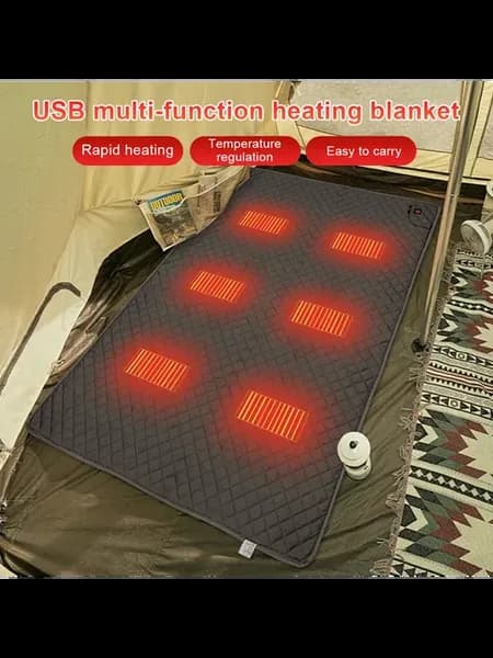 Электр. грелка-платок USB, 6 зон, кемпинг, подогрев, кофе