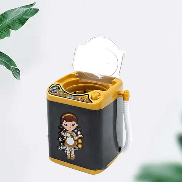 Миниатюрная игрушечная стиральная машина черного цвета для игры детей без батареек