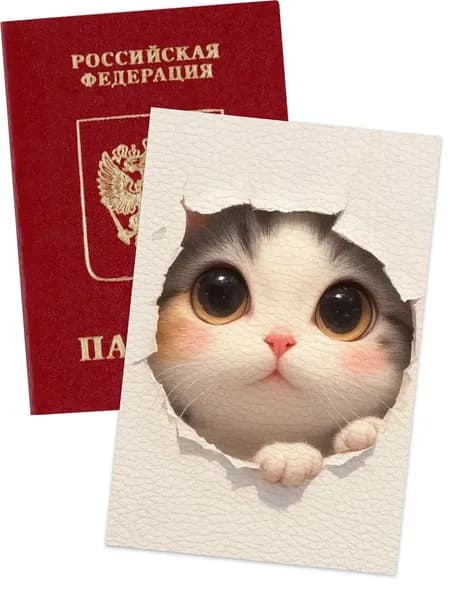 обложка на паспорт женская с котиком