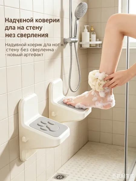 Подставка для мытья ног в душевую без сверления, настольная подножка для ванны с противоскользящей подушкой