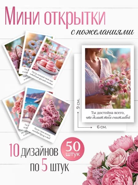Мини открытки с пожеланиями, набор мотивационных открыток 50 шт