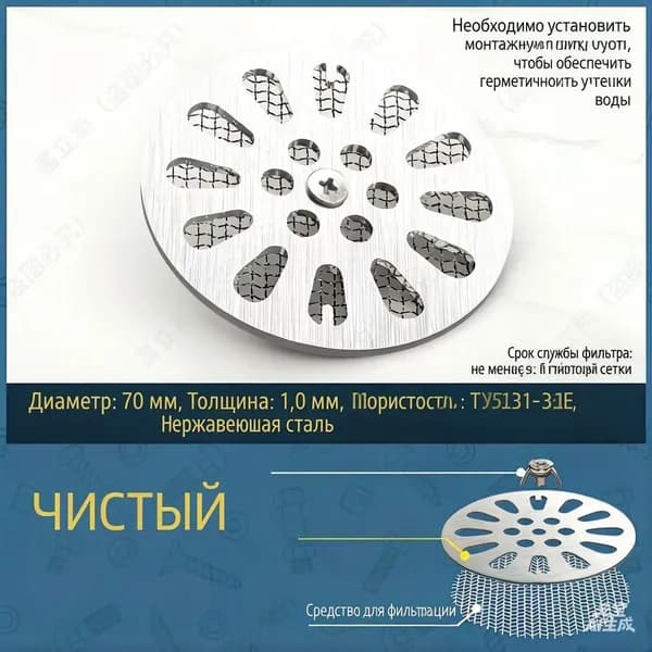 Нержавеющая сетка для слива в ванной от волос и загрязнений