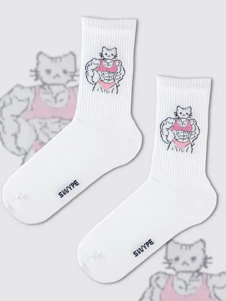 Носки SWYPE socks женские, мужские кошка гигачад хелло, 1 пара