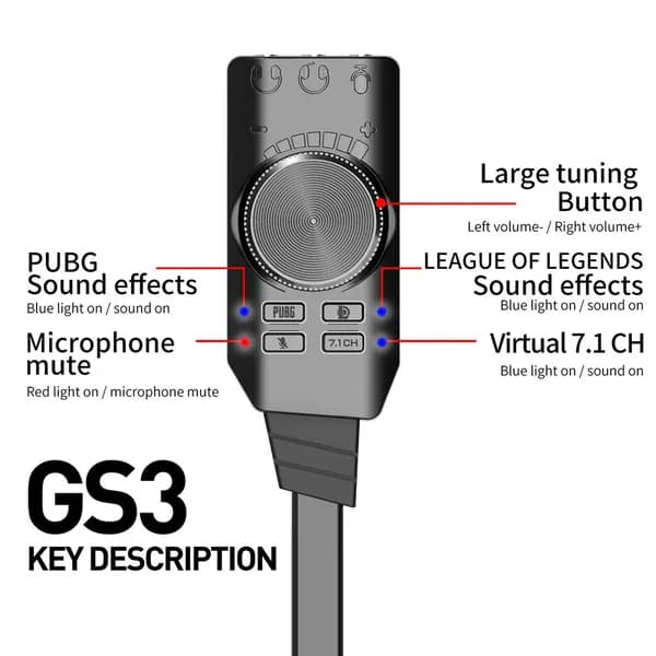 звуковая карта GS3 с функцией 7.1, без драйверов, для Windows и Mac