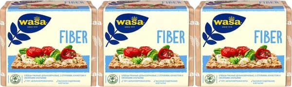 Хлебцы ржаные Wasa Fiber цельнозерновые с пшеничными отрубями кунжутом и овсяными хлопьями, комплект: 3 упаковки по 230 г