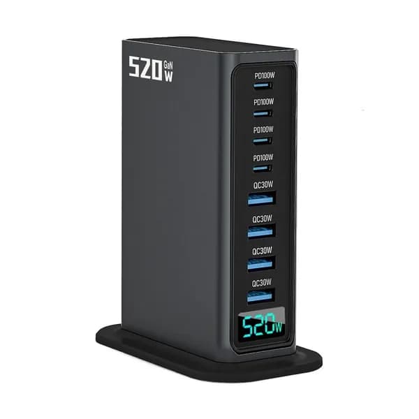 520W USB-C зарядная станция с 8 портами, Черный